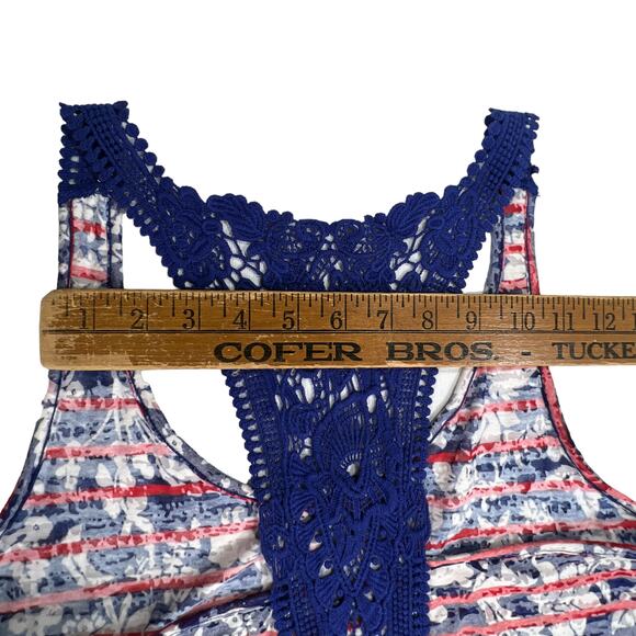 Bit & Bridle Burnout Tank Top Racerback Patriotic Red White & Blue Small - Picture 9 of 13